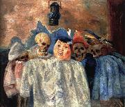 James Ensor Pierrot and Skeleton oil painting reproduction